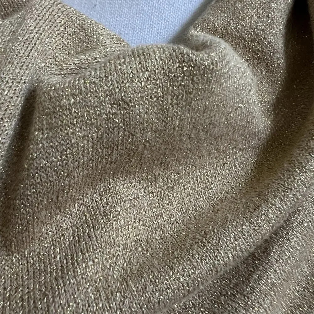Victor Costa Vtg Cowl Neck Sweater Sz L Metallic Gold Tie Waist Knit Top L/S - Picture 7 of 7